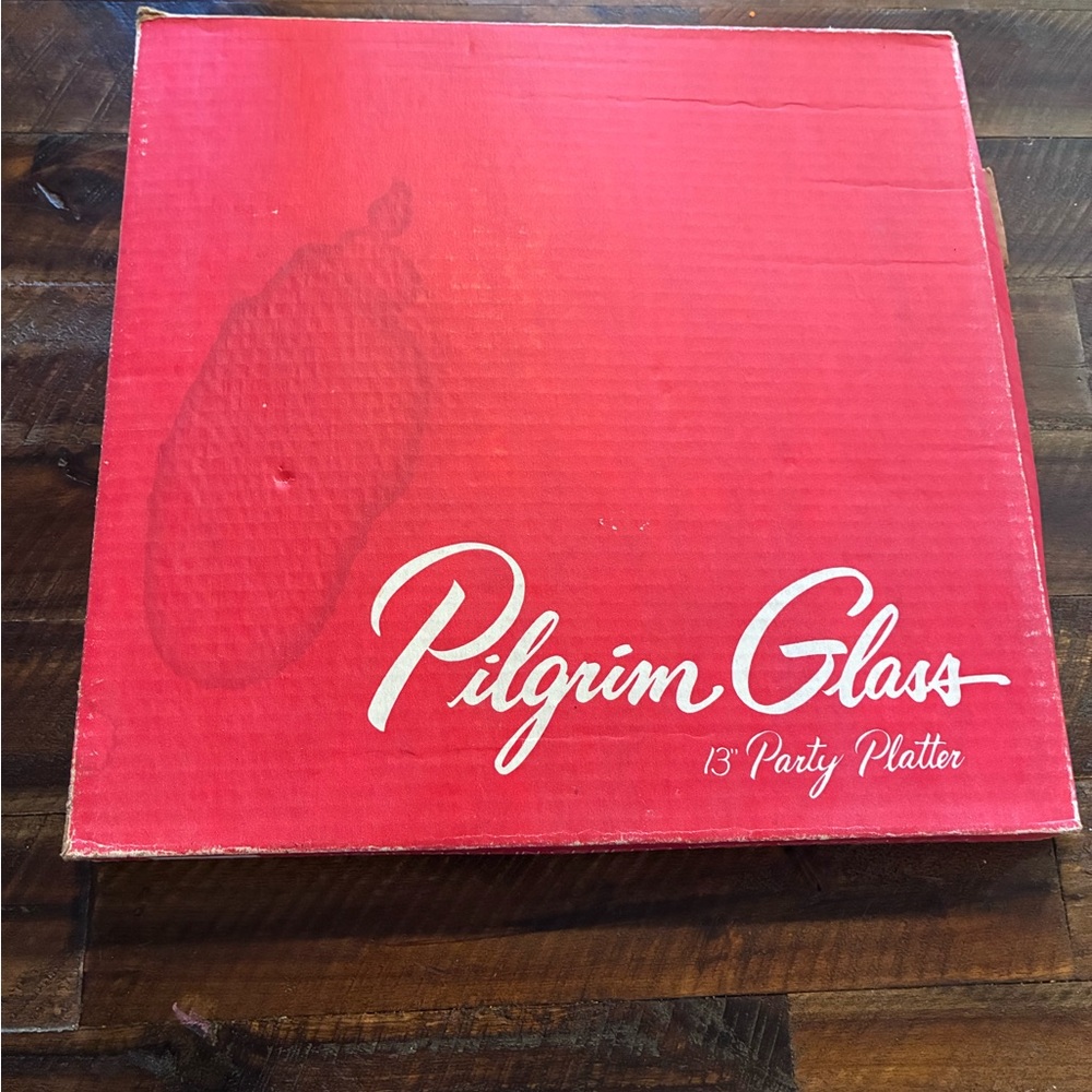 Vintage Pilgrim Glass Party Platter 13” original box USA